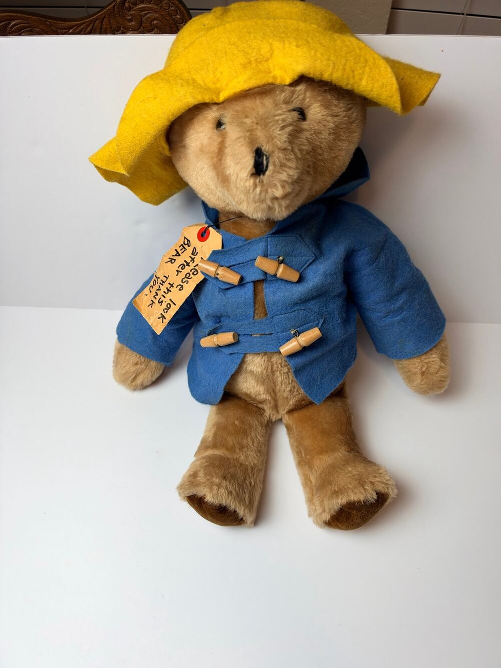Vintage Paddington Bear Plush – Eden Toys – Blue Coat & Yellow Hat